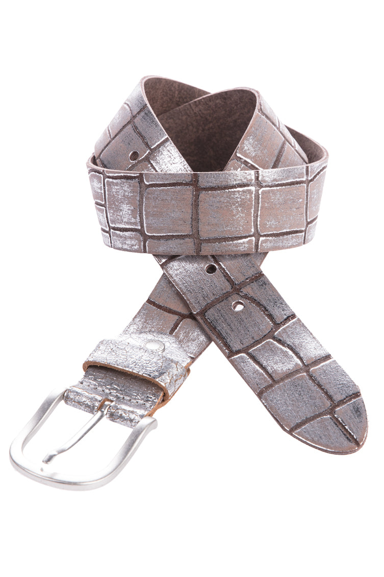 WG110 pasek damski z tłoczonym wzorem