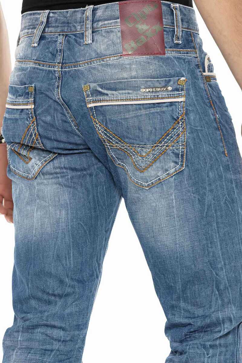 C-0595 jeansy męskie z lamówką