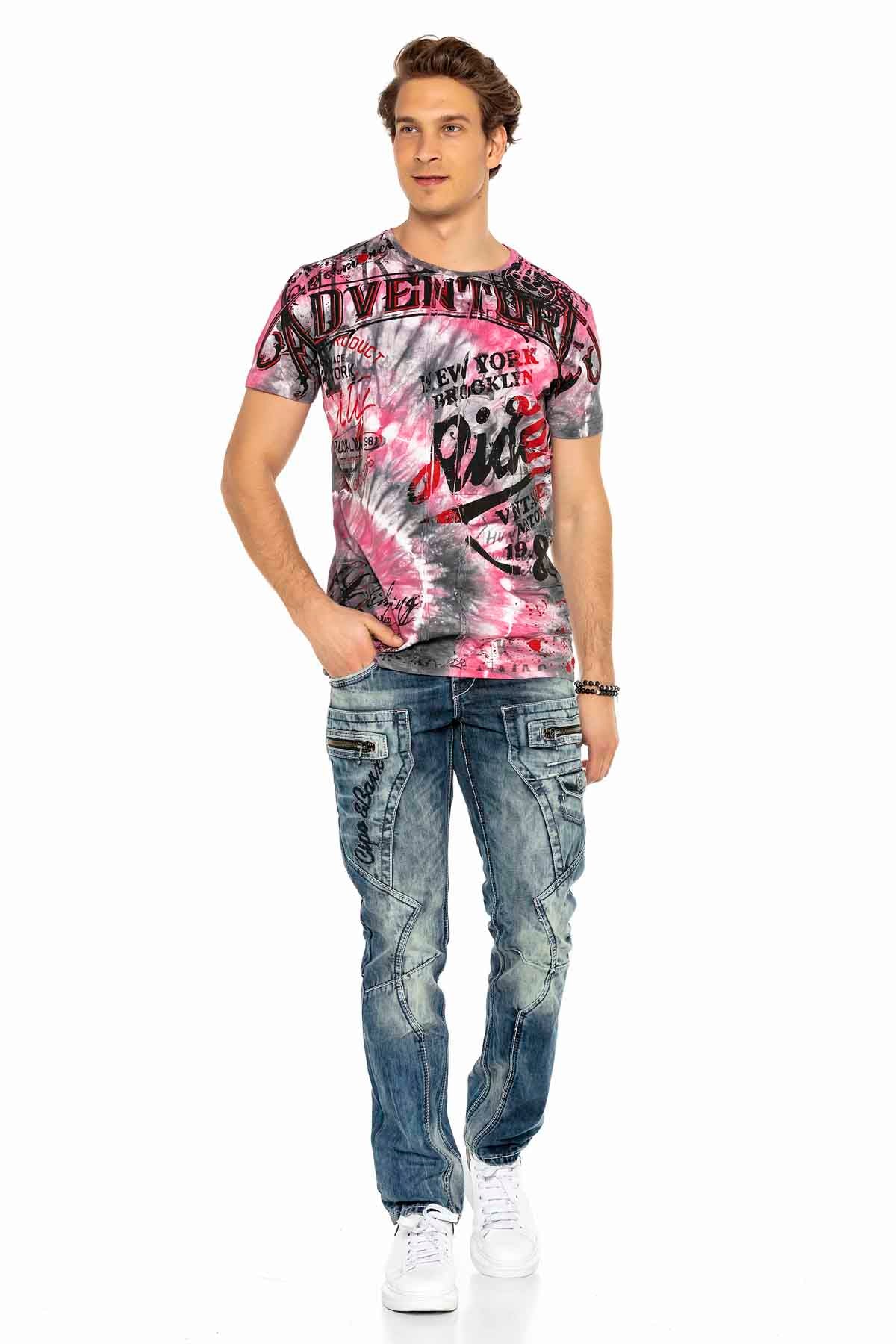 C-1178 jeansy męskie w stylu motocyklowym