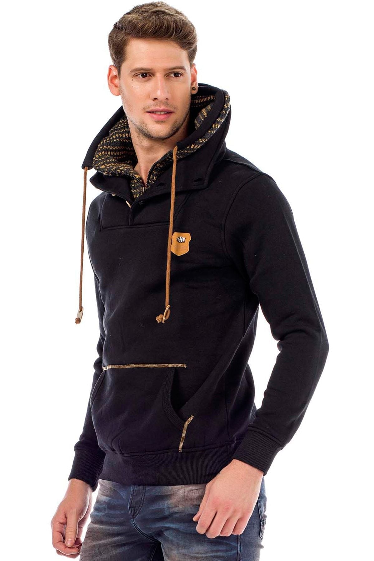 C44200 męska bluza z kołnierzem