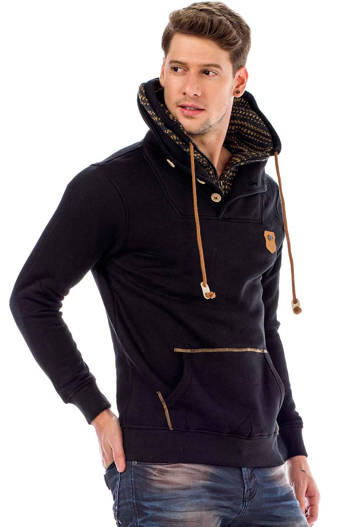 C44200 męska bluza z kołnierzem