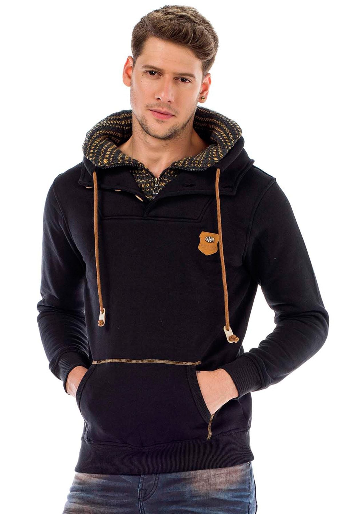 C44200 męska bluza z kołnierzem