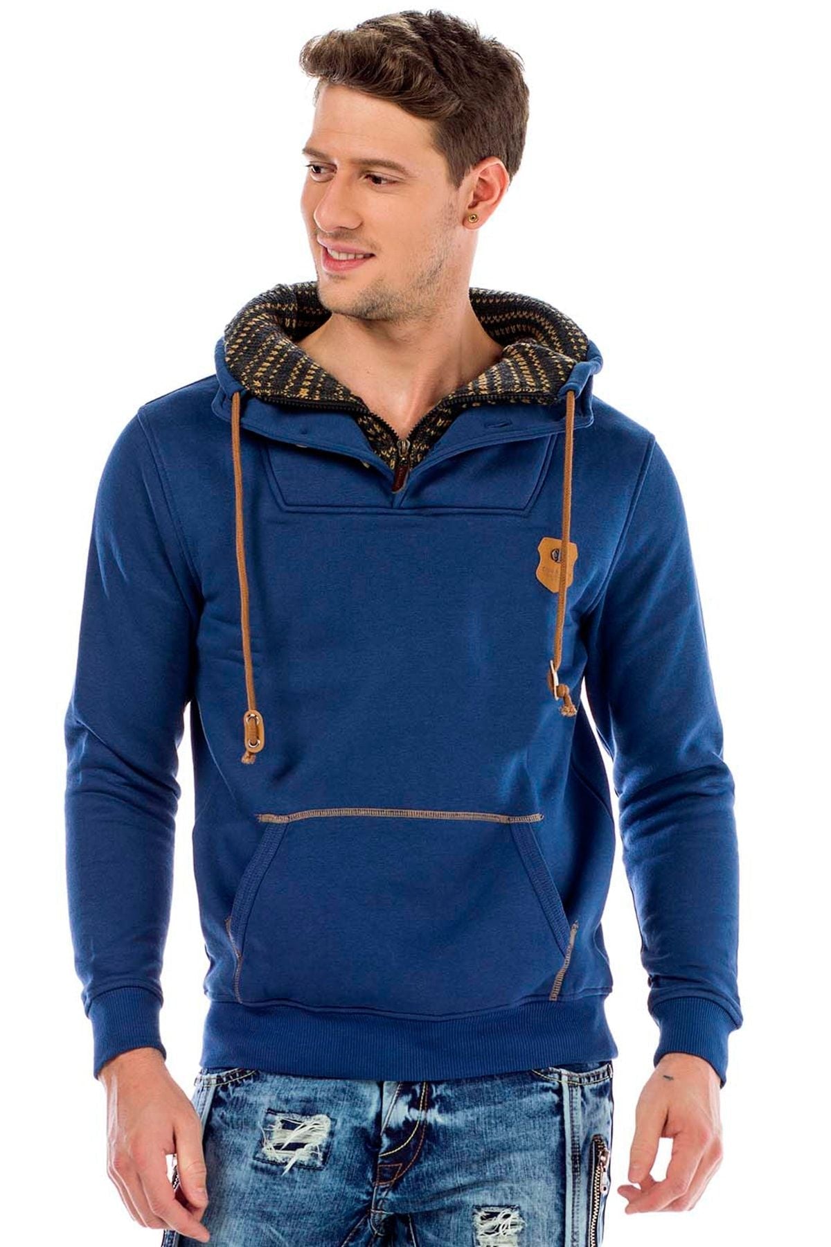 C44200 męska bluza z kołnierzem