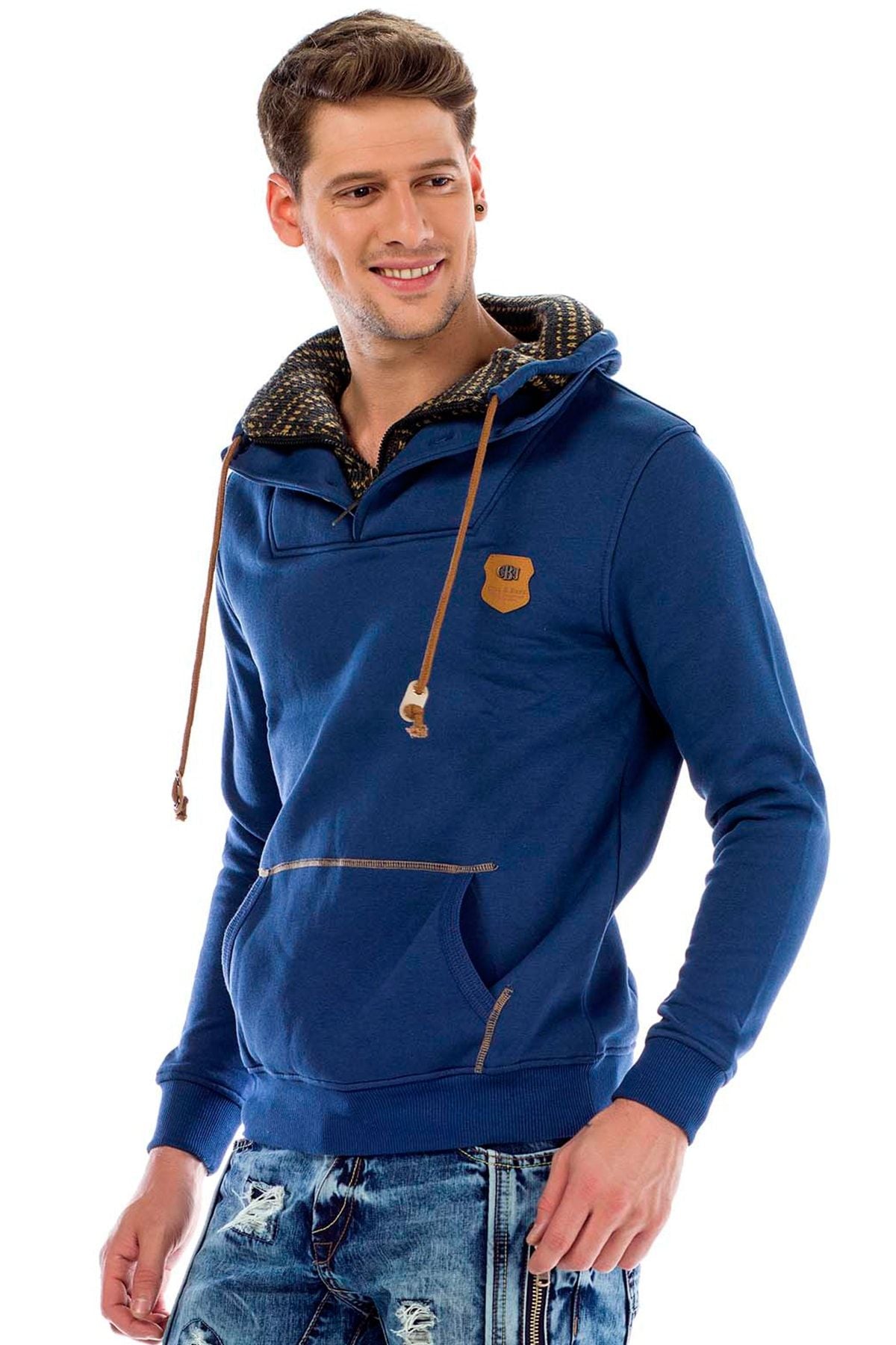 C44200 męska bluza z kołnierzem