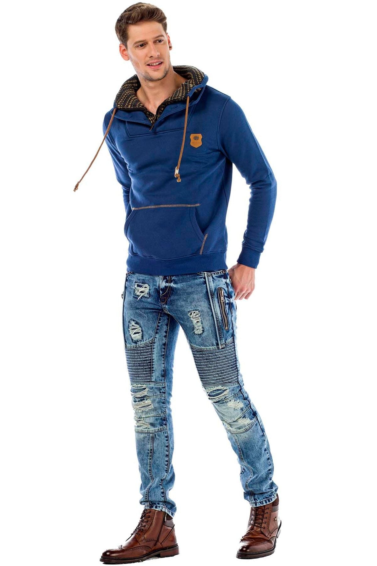 C44200 męska bluza z kołnierzem