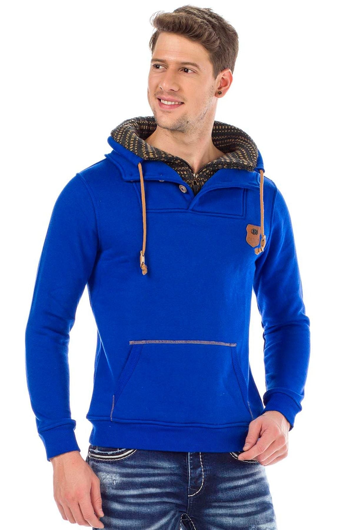 C44200 męska bluza z kołnierzem