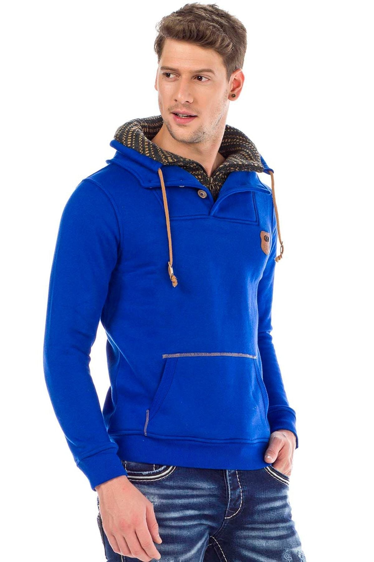 C44200 męska bluza z kołnierzem