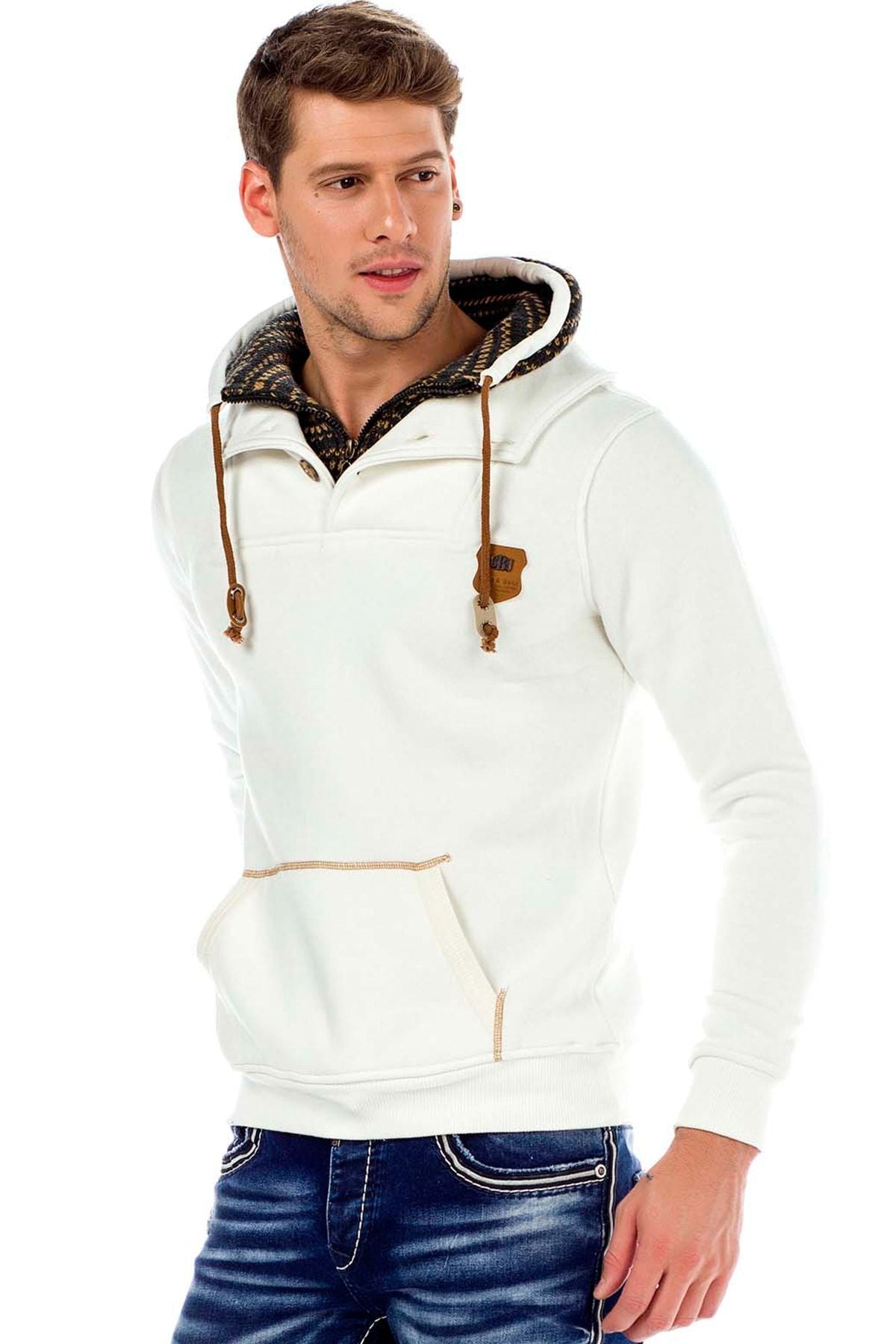 C44200 męska bluza z kołnierzem