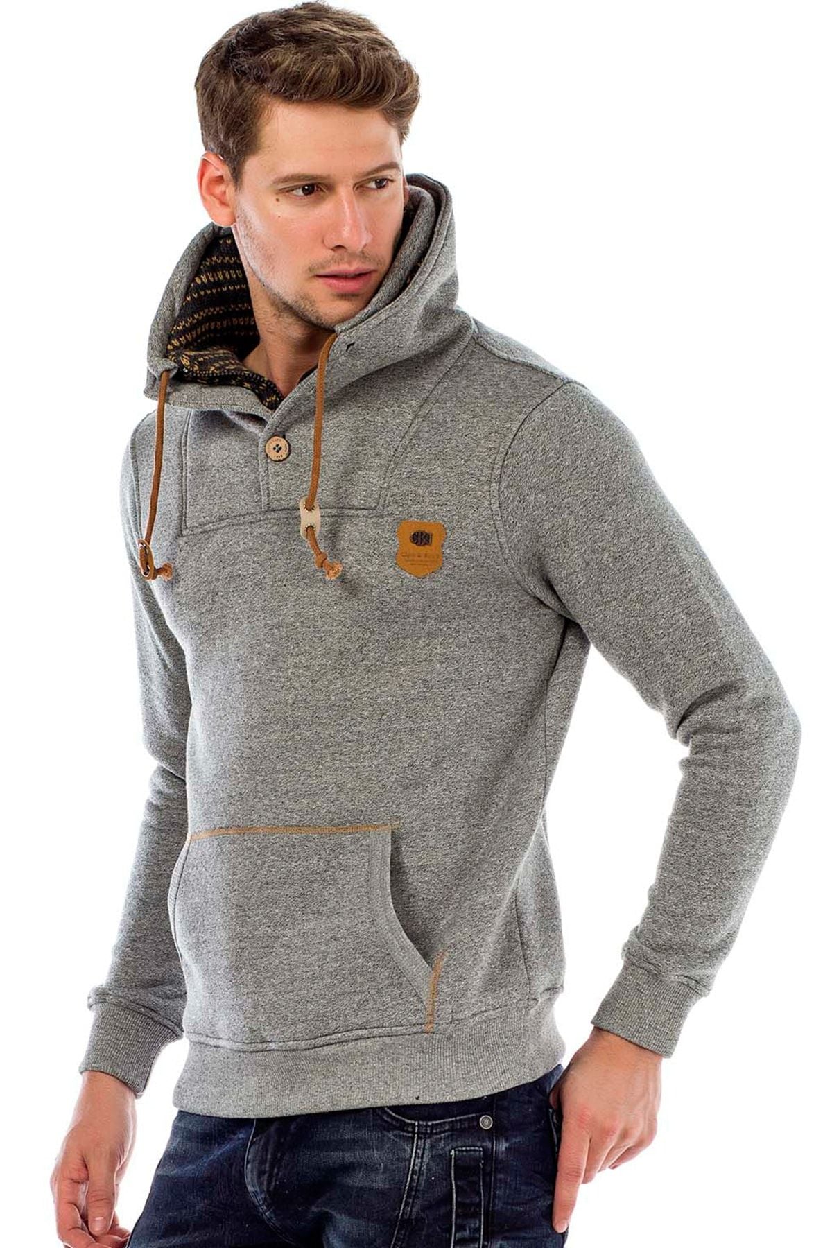 C44200 męska bluza z kołnierzem