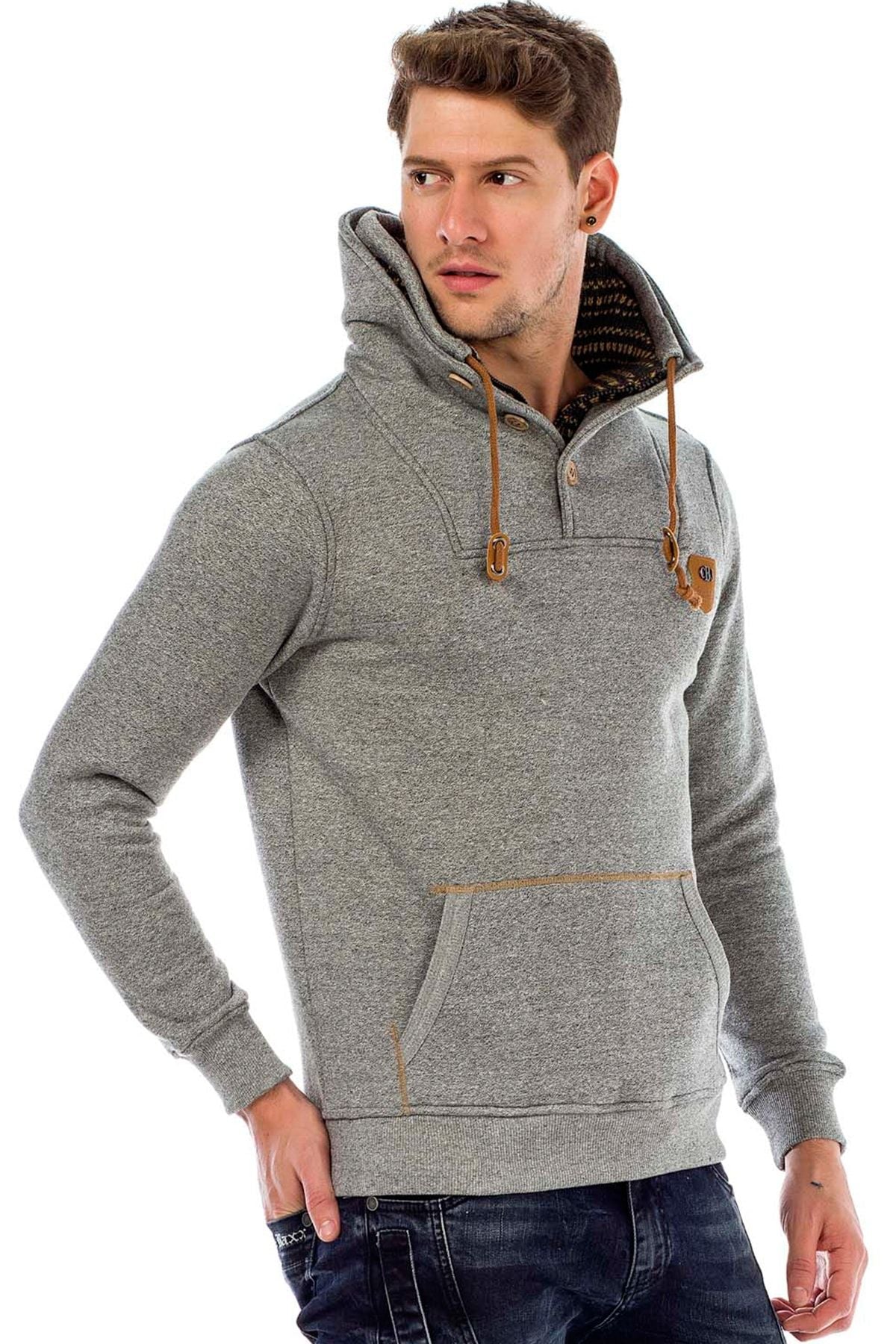 C44200 męska bluza z kołnierzem