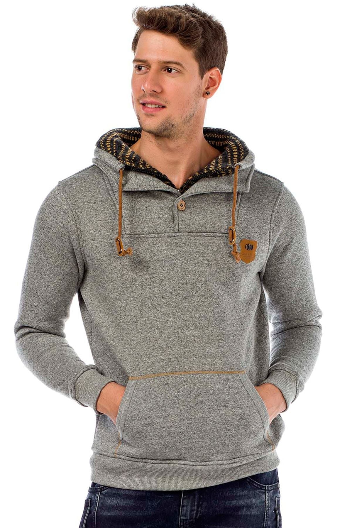 C44200 męska bluza z kołnierzem