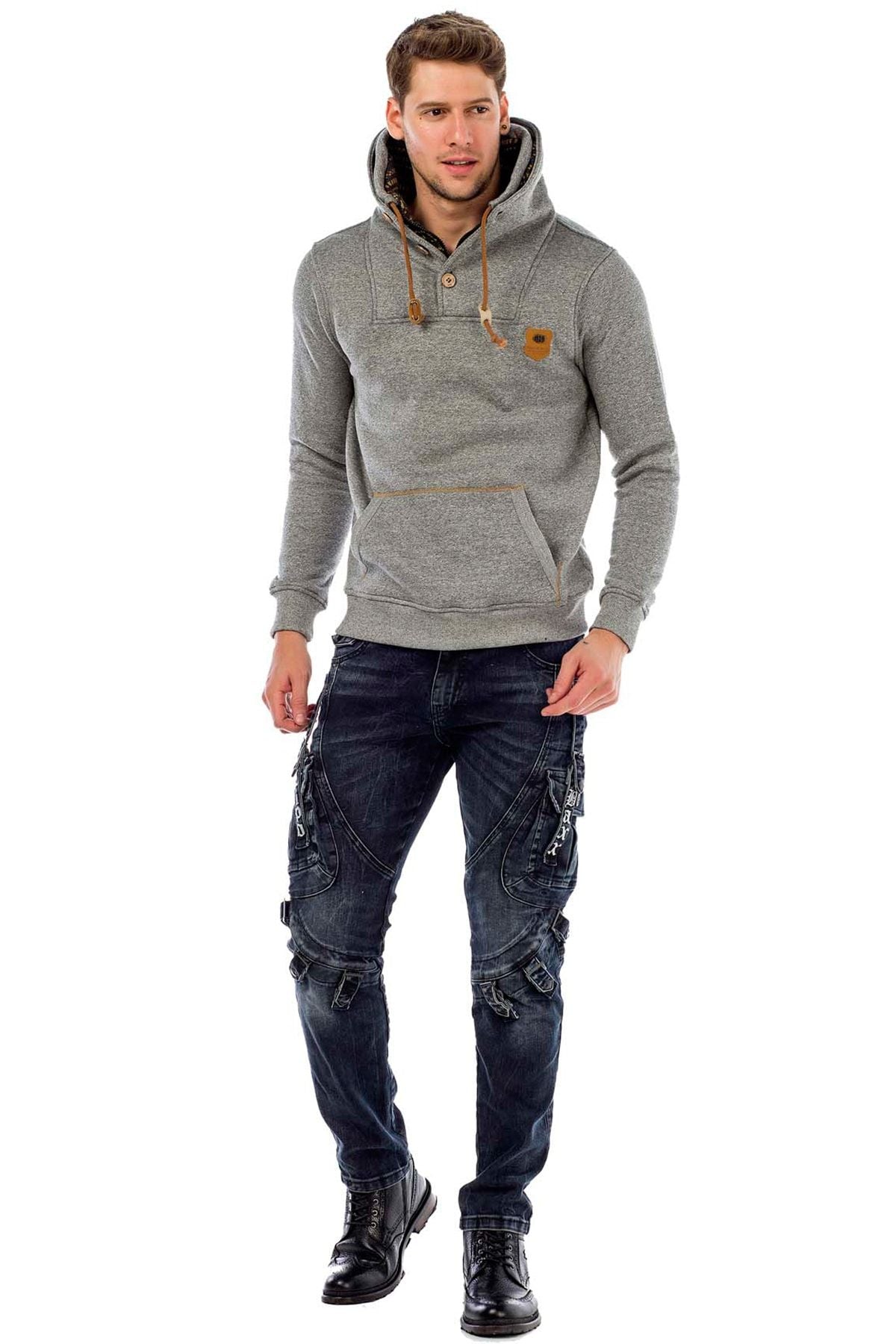 C44200 męska bluza z kołnierzem