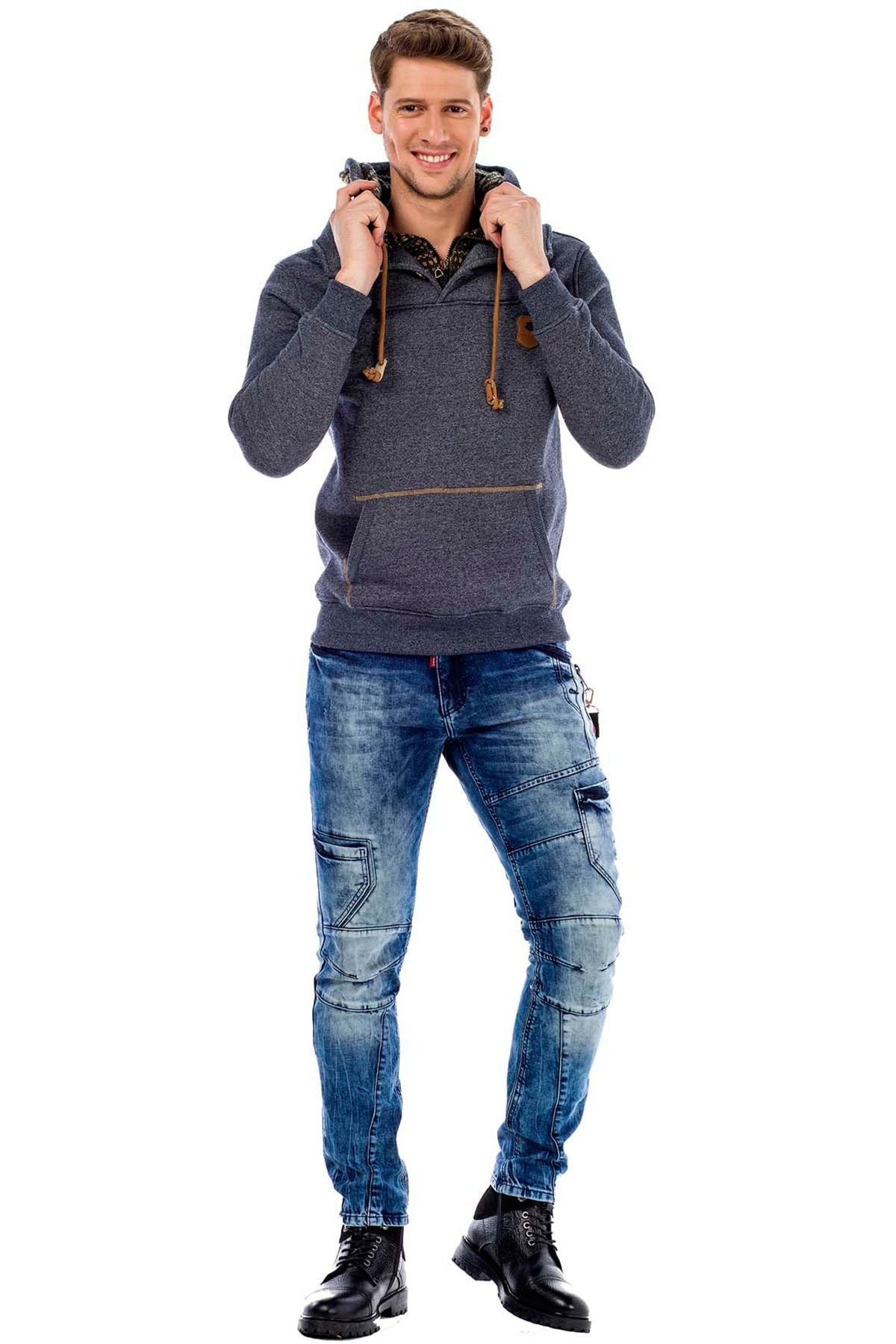 C44200 męska bluza z kołnierzem