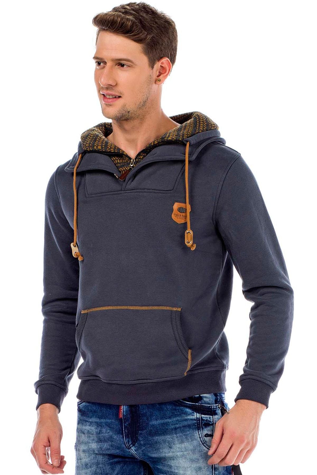 C44200 męska bluza z kołnierzem