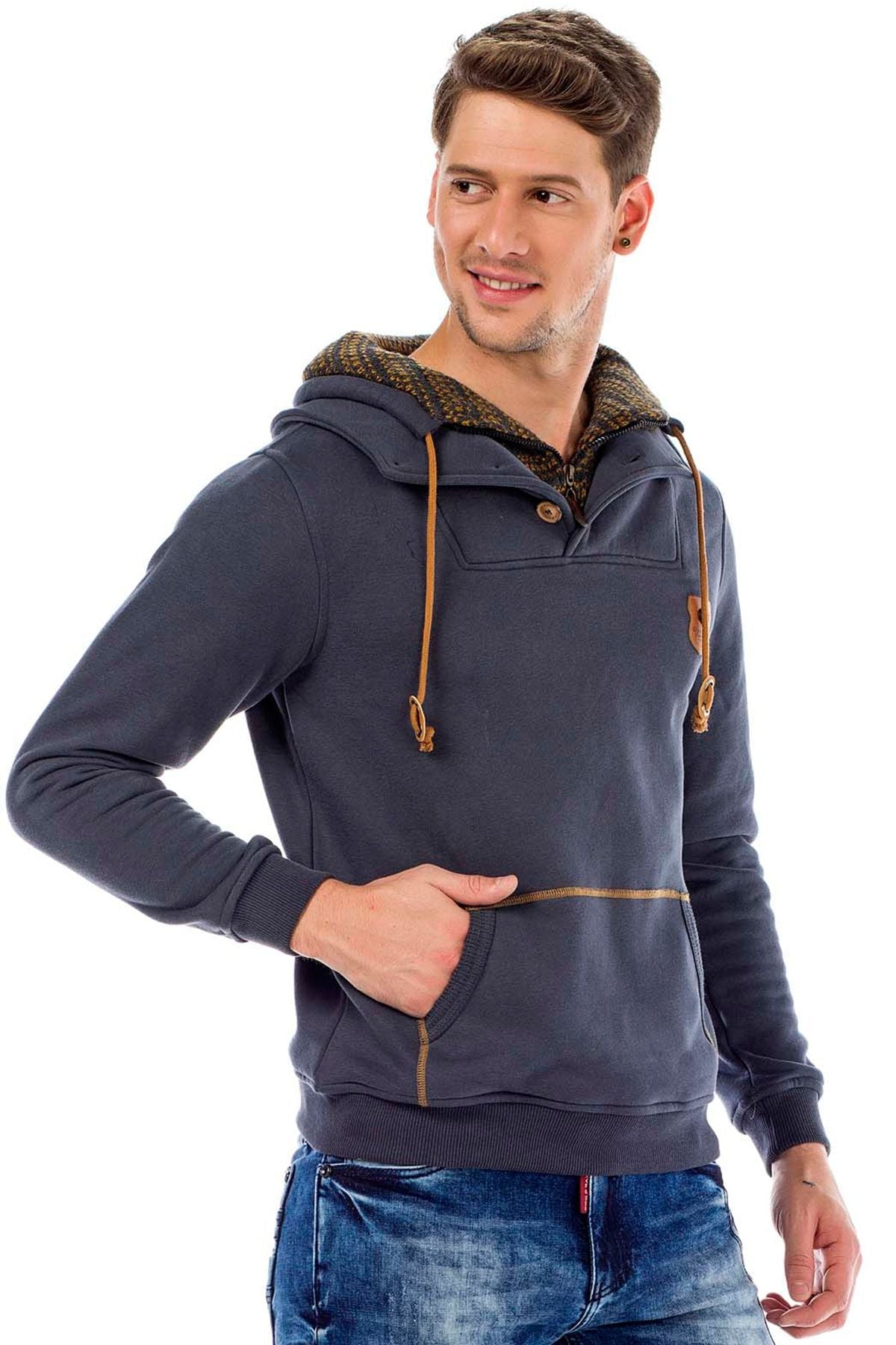 C44200 męska bluza z kołnierzem