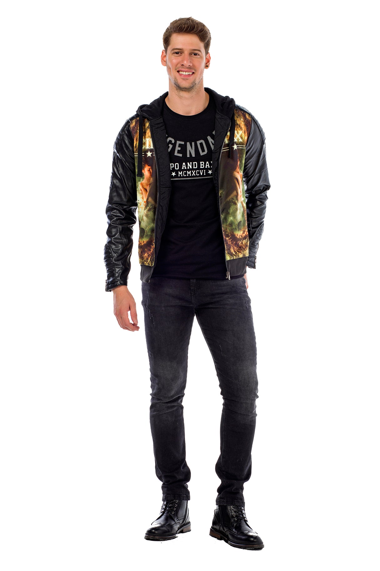 C44610 bluza męska z poliuretanowymi rękawami