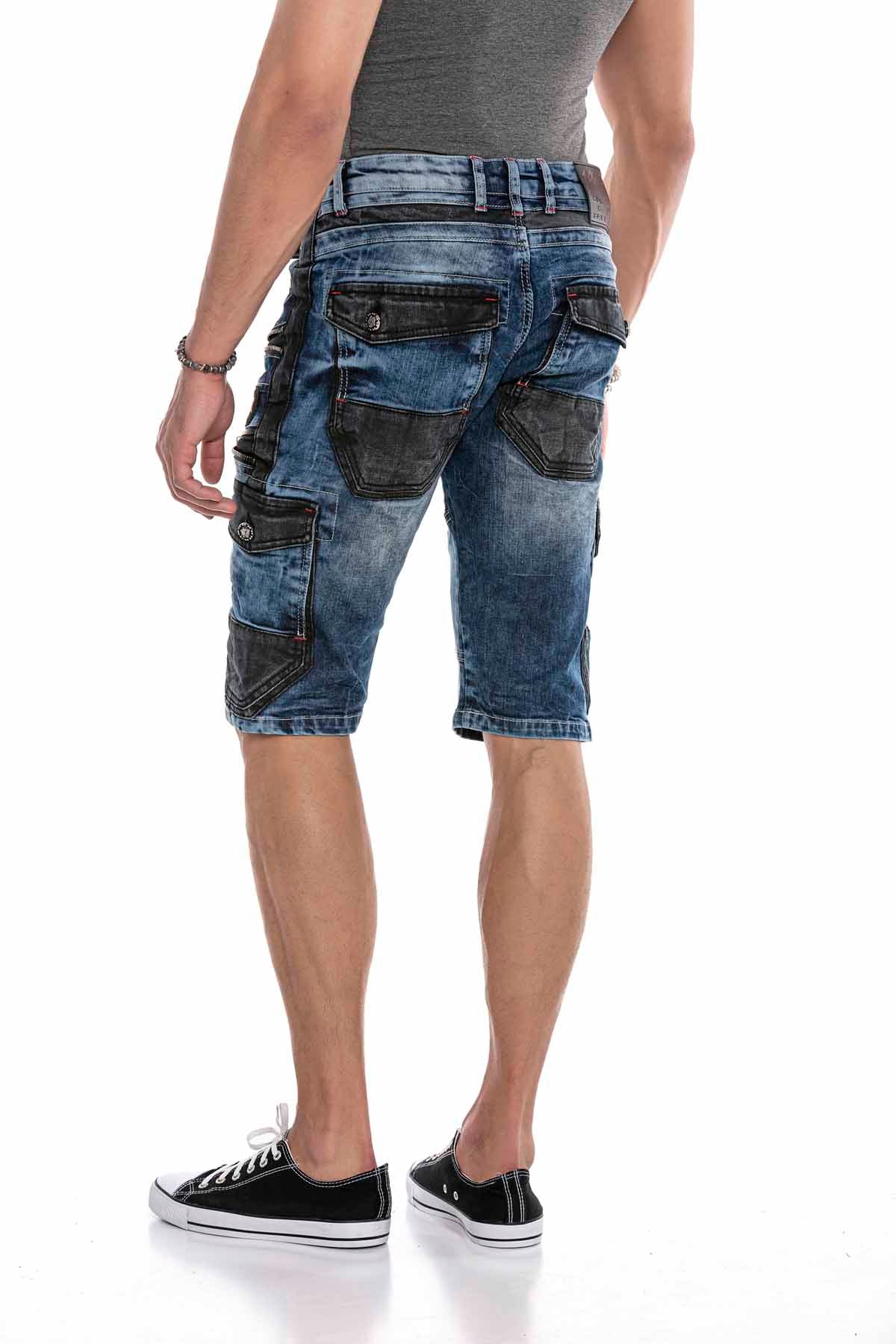 CK234 szorty męskie capri z ozdobnymi zamkami