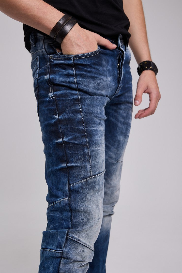CD286 Herren bequeme Jeans mit cooler Waschung und Ziernähten