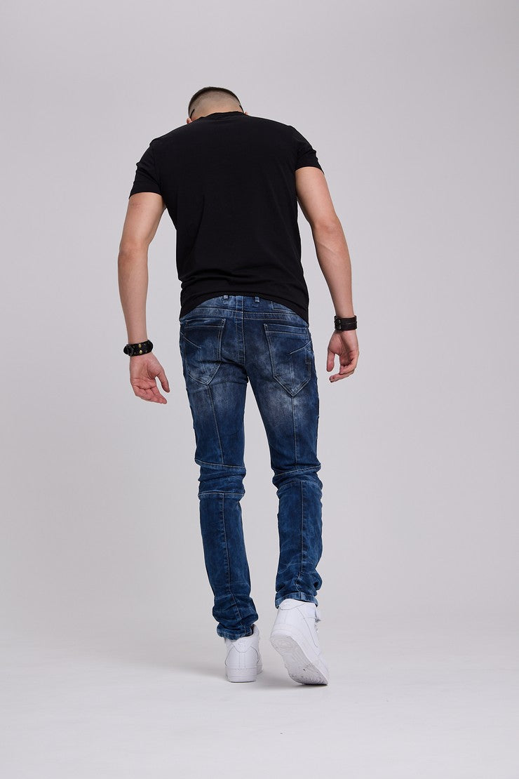 CD286 Herren bequeme Jeans mit cooler Waschung und Ziernähten