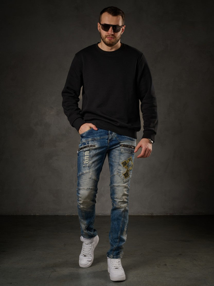 CD293 jeansy w stylu motocyklowym