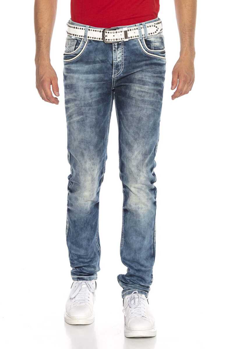 CD314 jeansy proste z lamówką