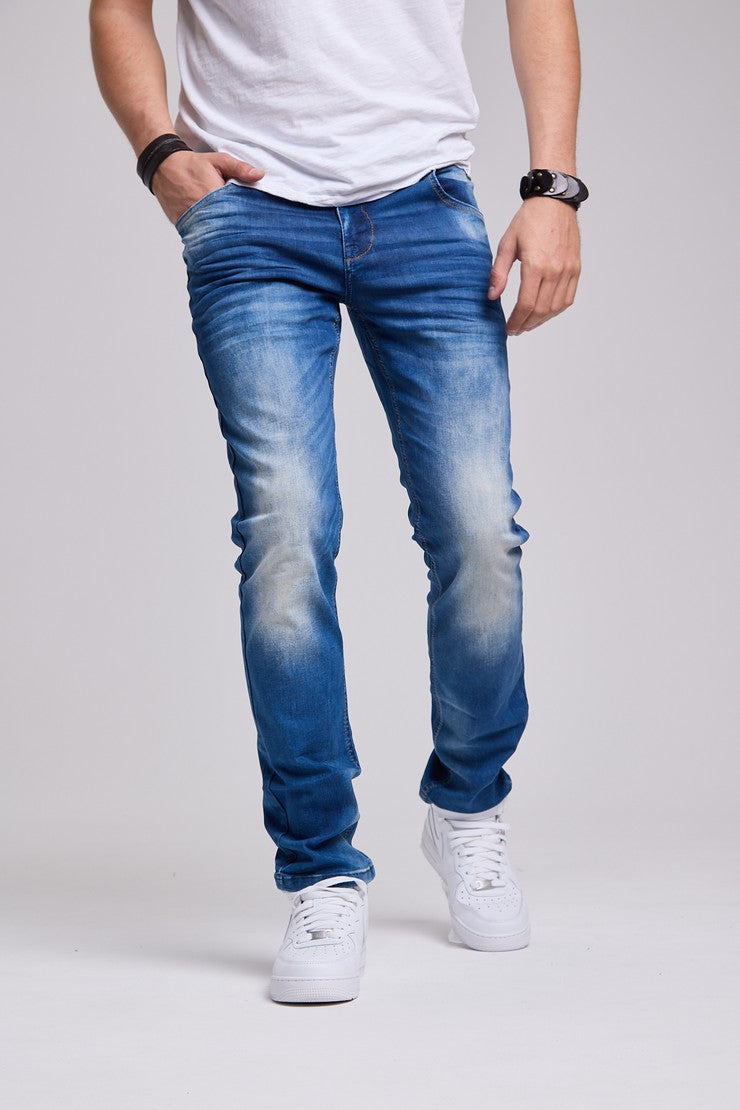 CD319B jeansy proste slim fit klasycznie sprane