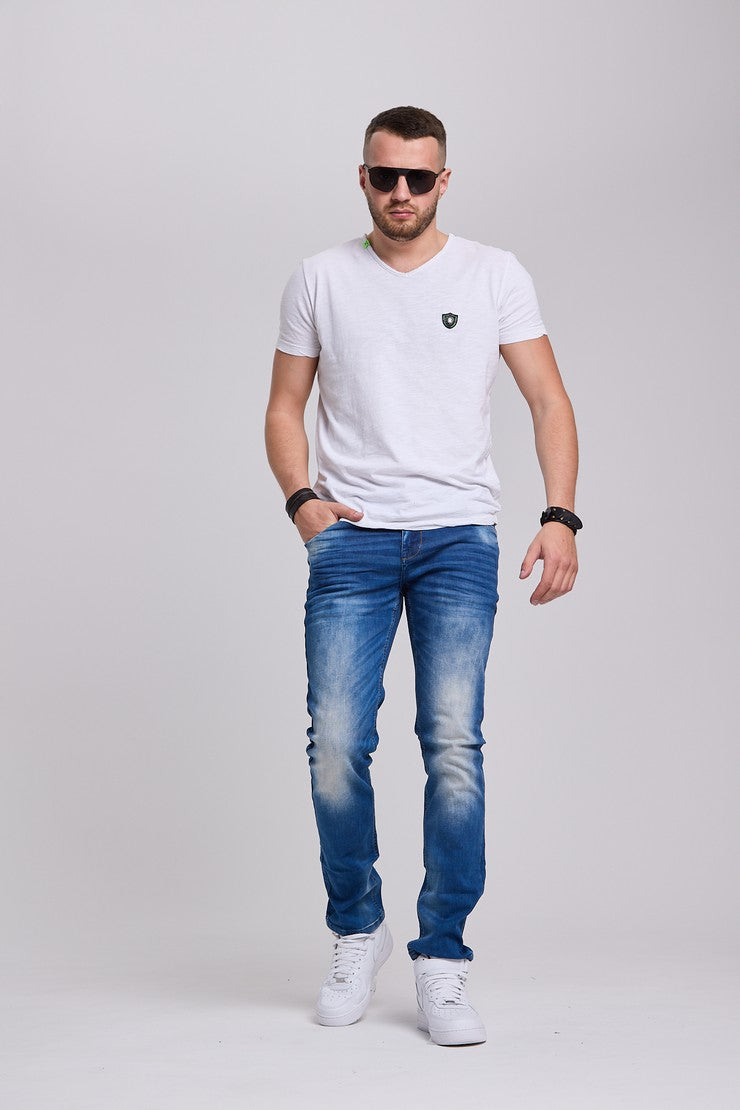 CD319B jeansy proste slim fit klasycznie sprane