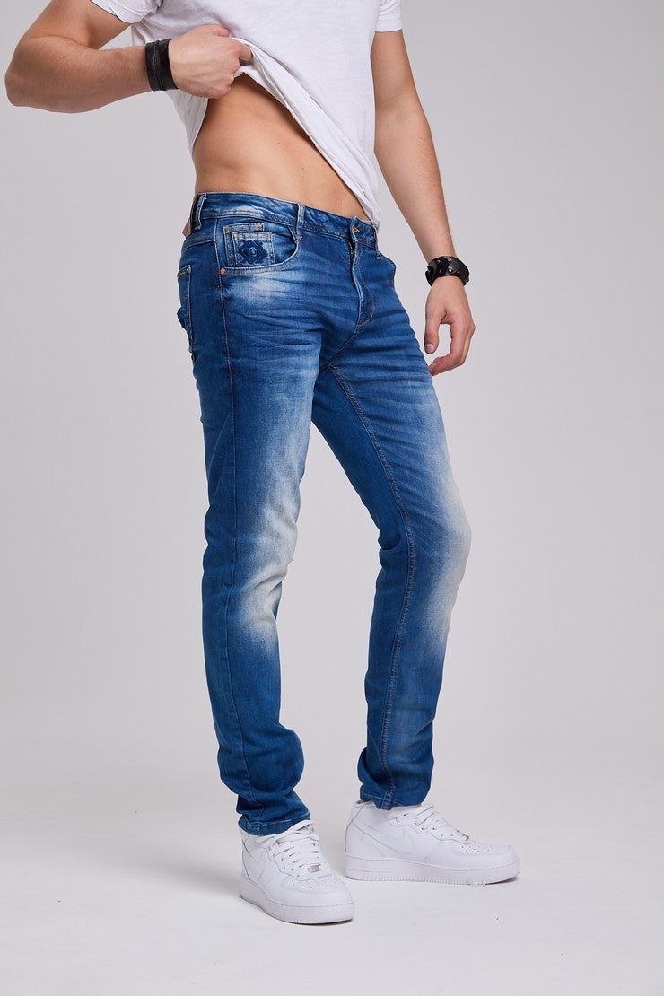 CD319B jeansy proste slim fit klasycznie sprane