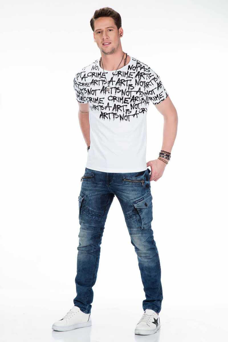 CD369 jeansy z przeszyciami i kieszeniami