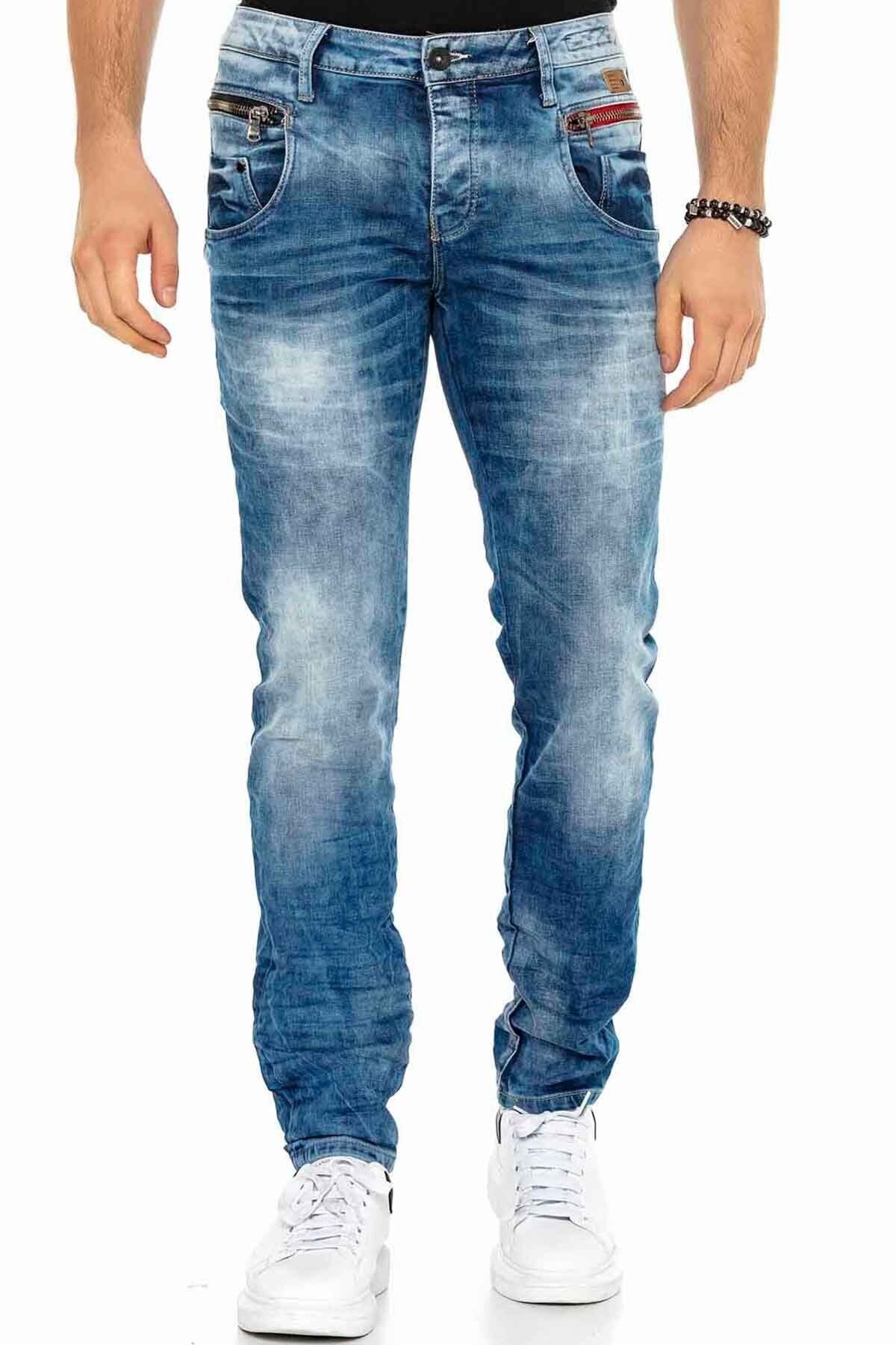 CD394 jeansy slim fit sprane