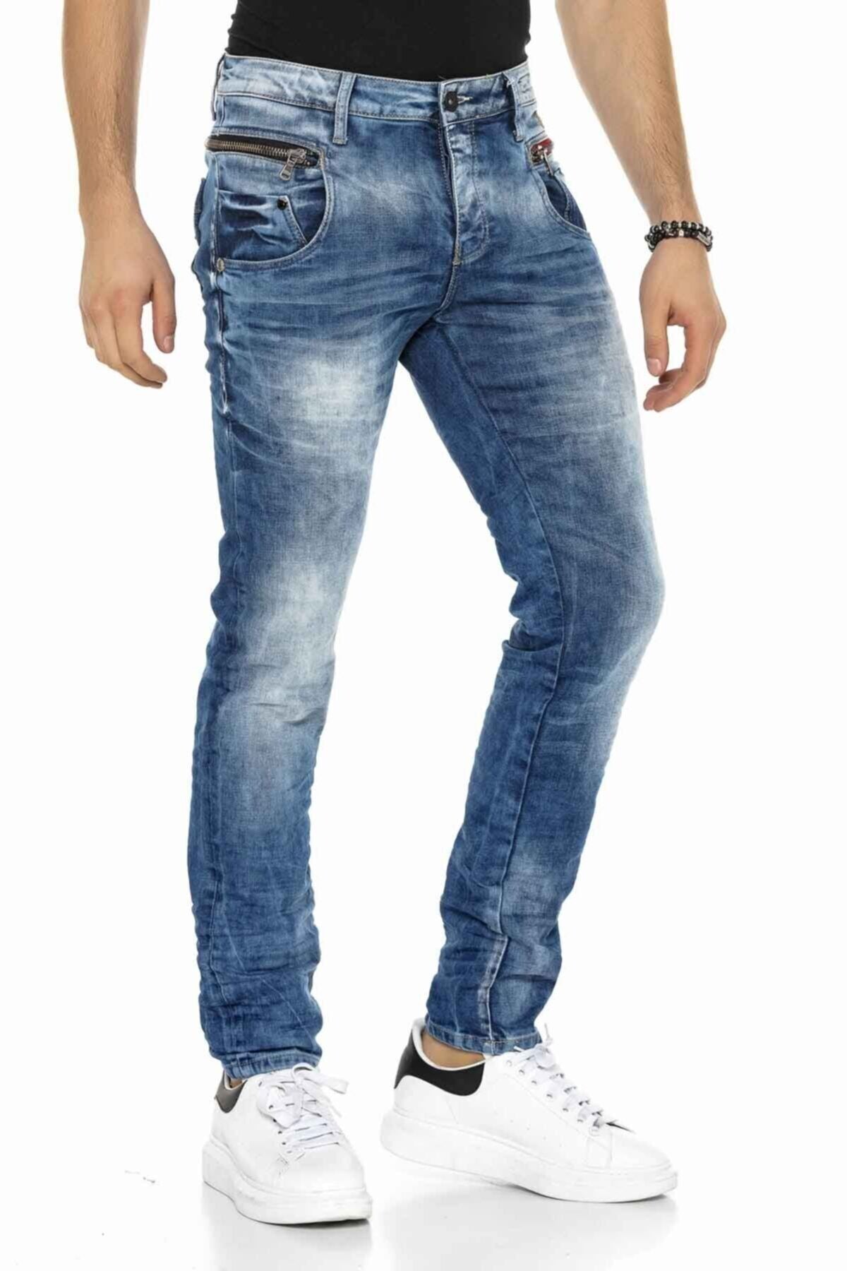 CD394 jeansy slim fit sprane