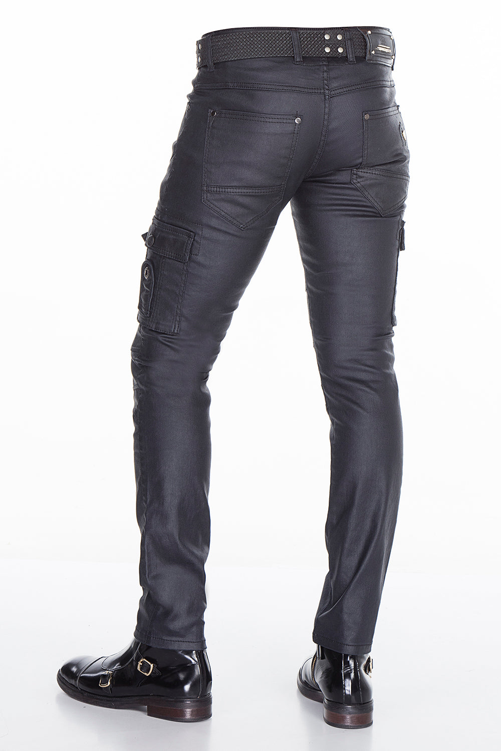 CD405 jeansy powlekane z suwakami