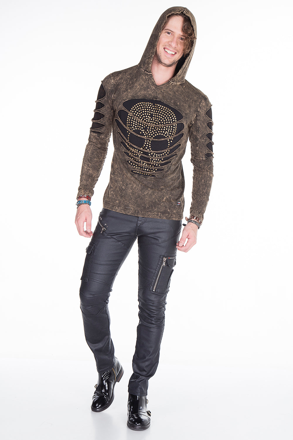 CD405 jeansy powlekane z suwakami