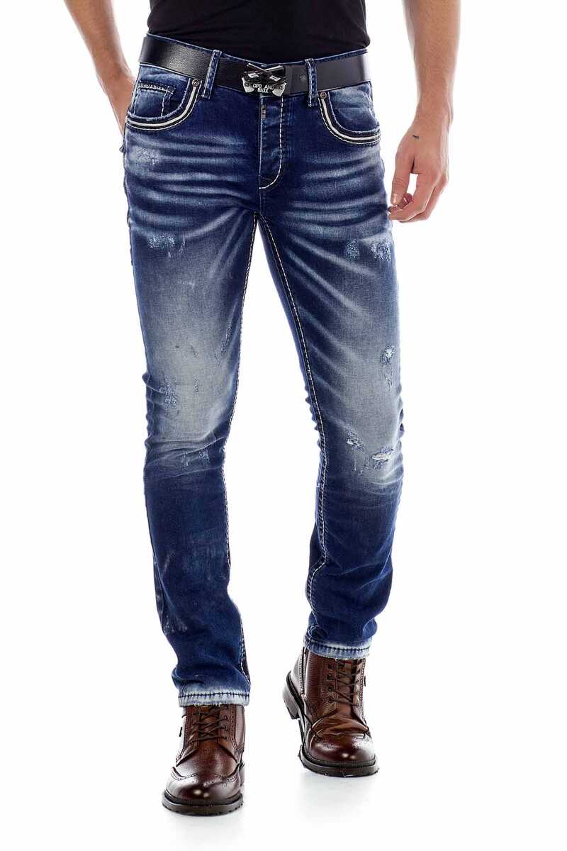 CD485 jeansy slim fit z efektem sprania