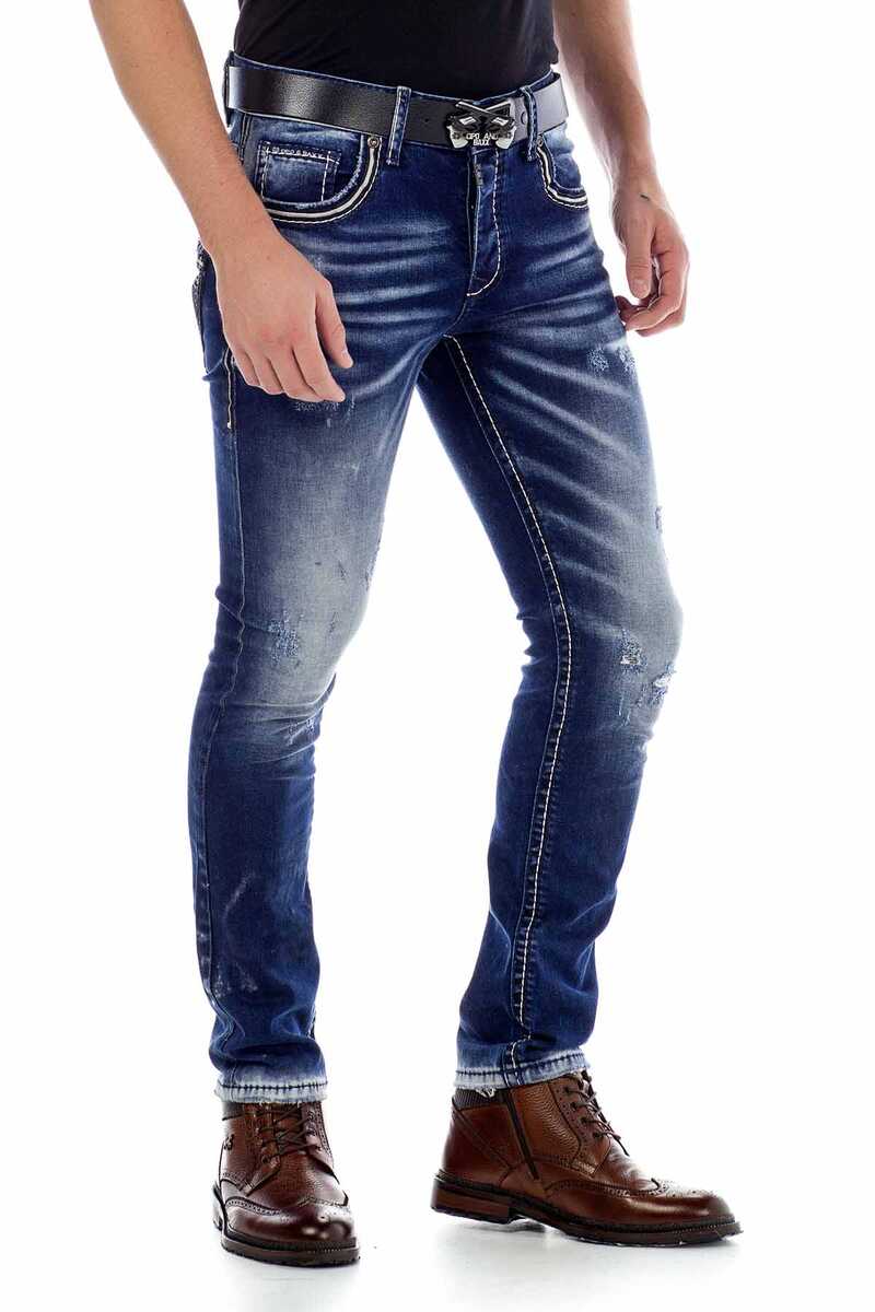 CD485 jeansy slim fit z efektem sprania