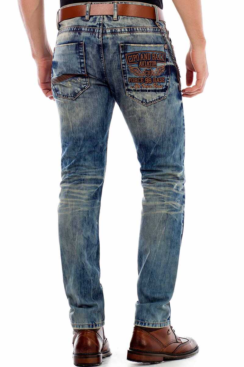 CD493 jeansy proste z efektem zniszczenia