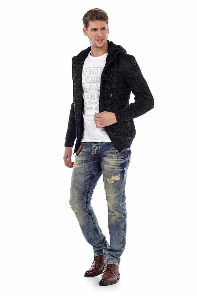 CD493 Herren Straight-Jeans mit Destroyed-Effekten