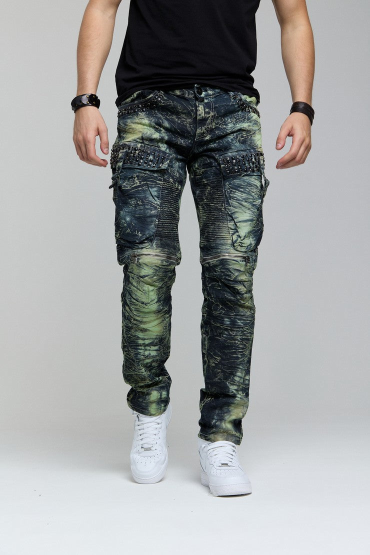 CD494 men's comfortable jeans with gemstone bags in regular fit