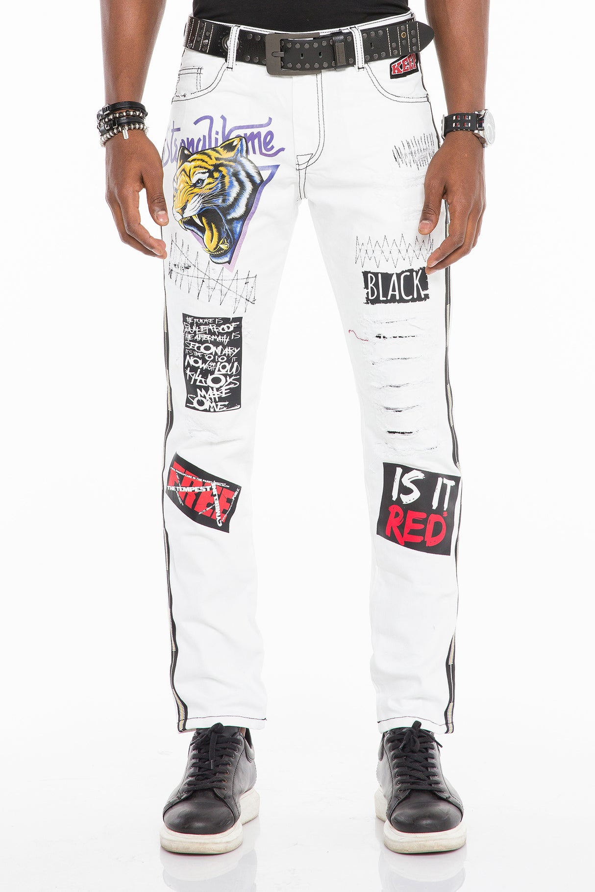 CD525 jeansy męskie z aplikacjami