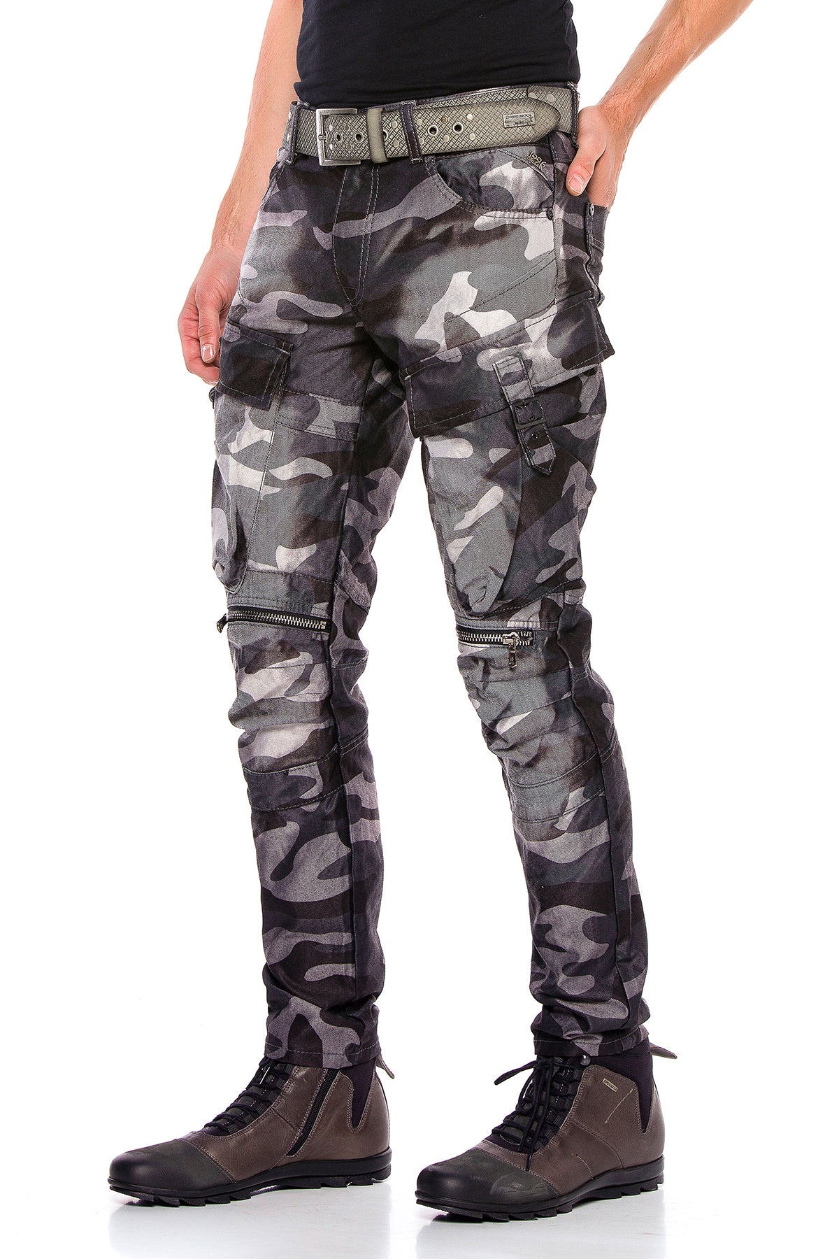 CD560 spodnie w stylu moro z bocznymi kieszeniami