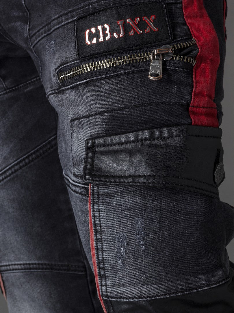 CD561 jeansy proste z aplikacjami i suwakami