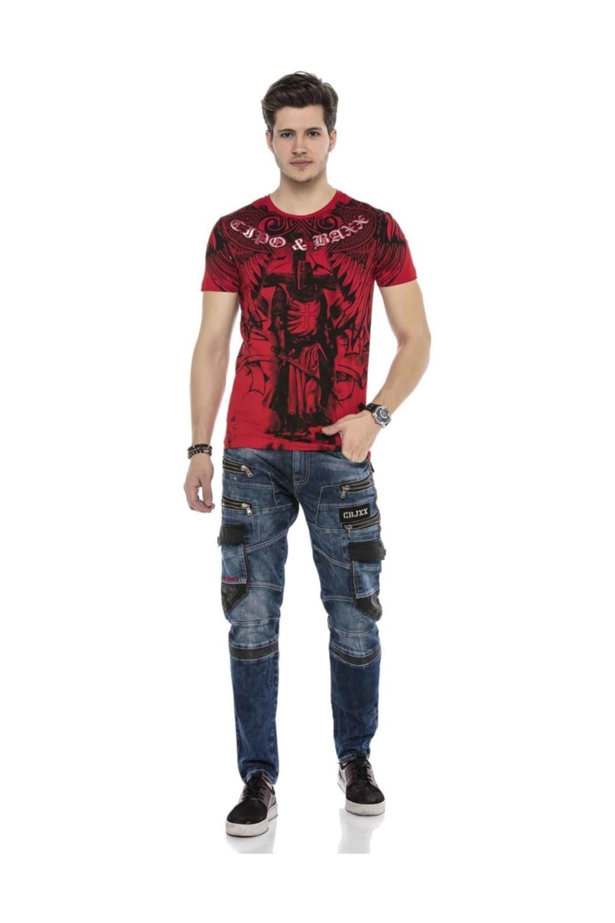Jeans comodi da uomo CD586 con applicazioni sorprendenti