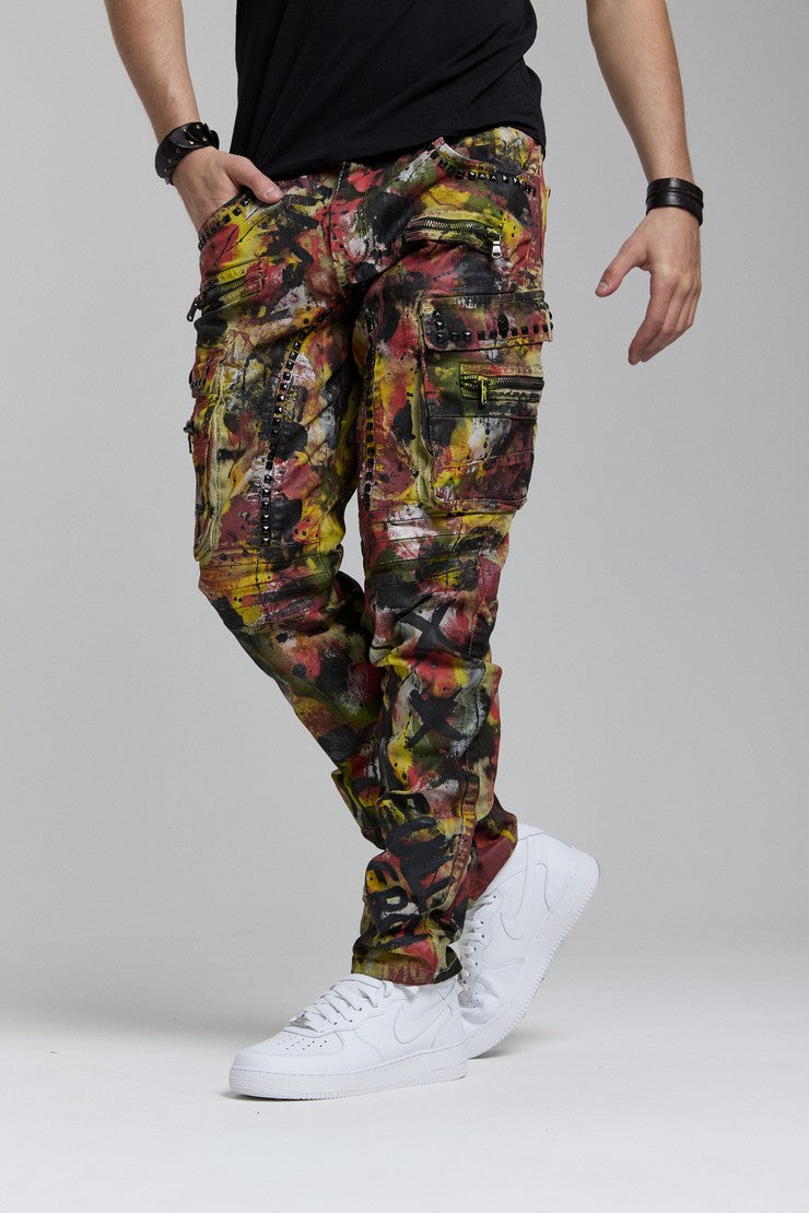 CD587 jeansy z kolorowymi detalami