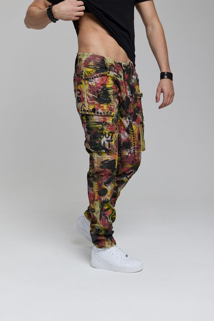 CD587 jeansy z kolorowymi detalami