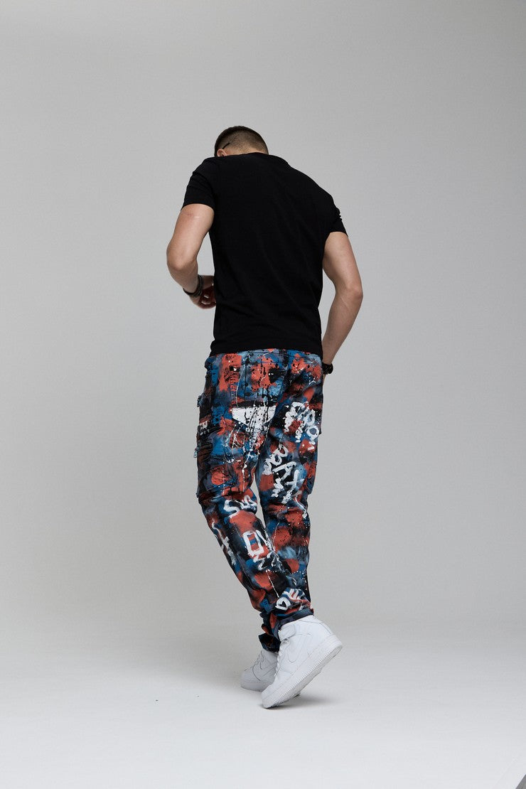 CD587 jeansy z kolorowymi detalami