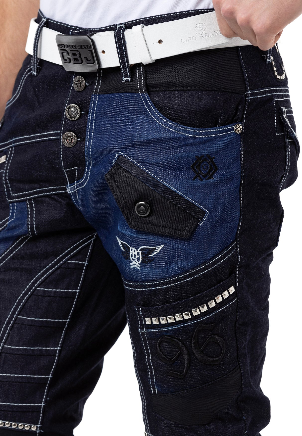 CD639 jeansy ze stylowymi przeszyciami