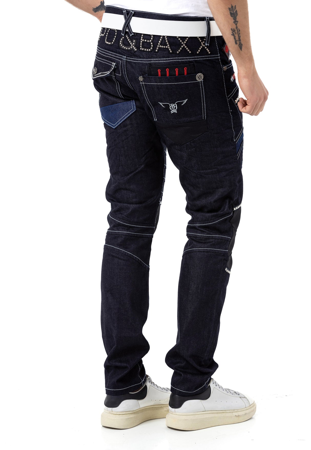 CD639 jeansy ze stylowymi przeszyciami