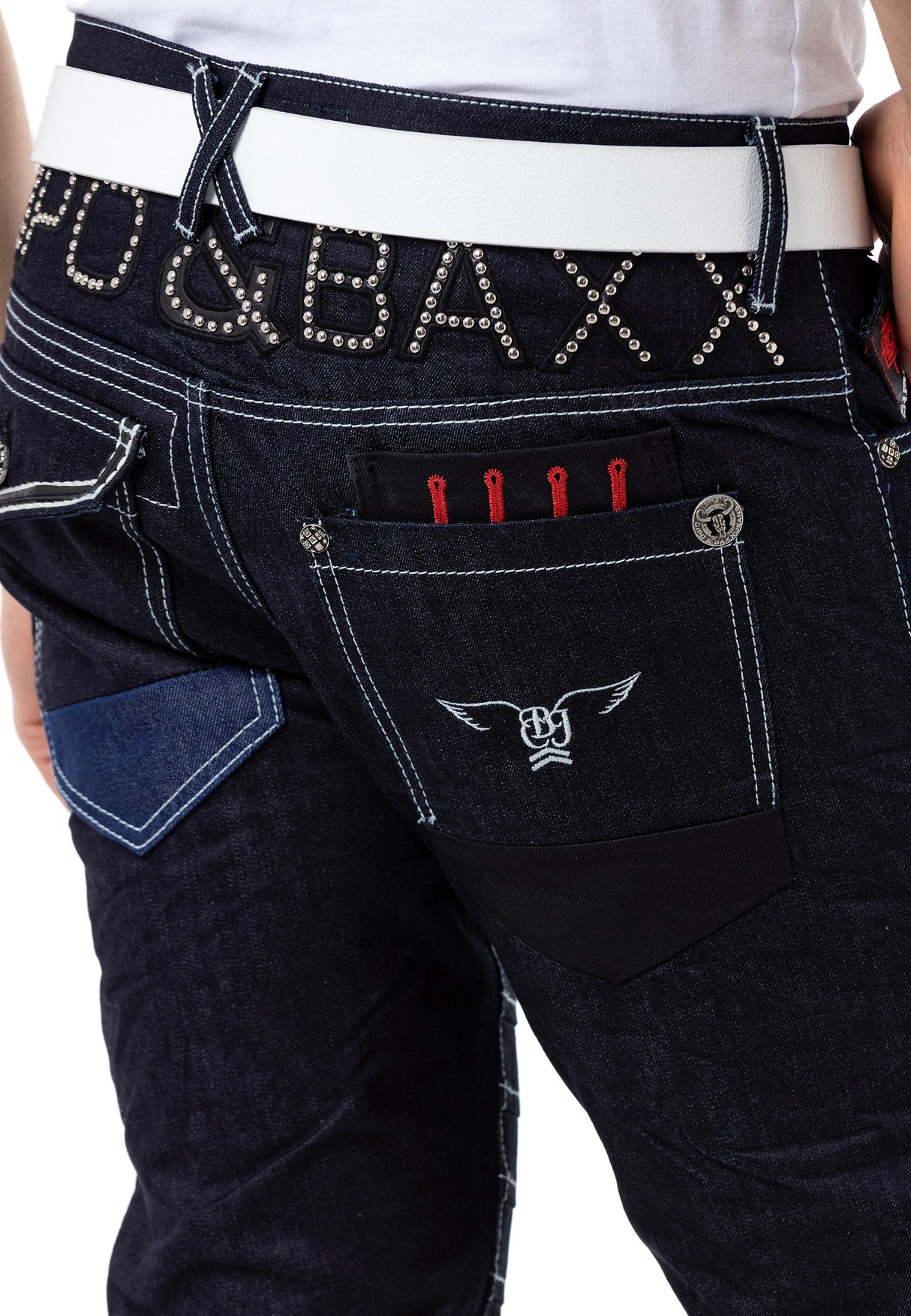 CD639 jeansy ze stylowymi przeszyciami