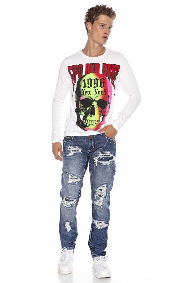 CD644 jeansy w modnym zniszczonym stylu