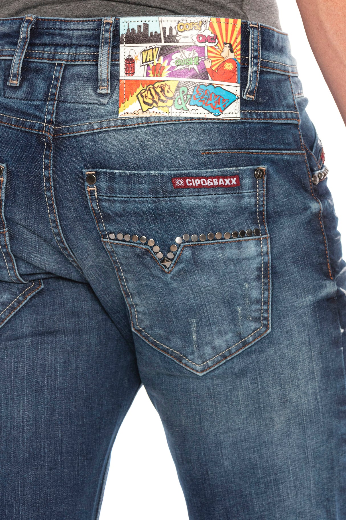 CD658 jeansy z modnym wybielaniem